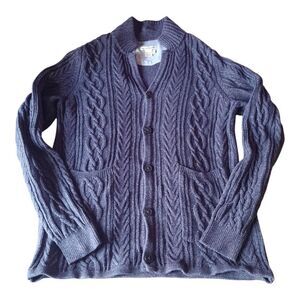 Men's Elegant Cable Knit Cardigan - Blue